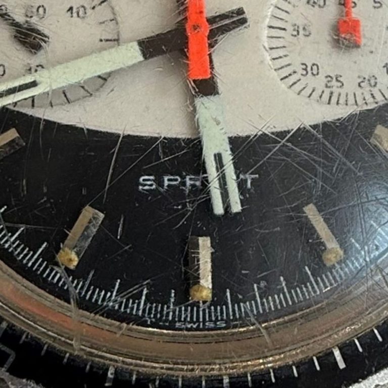 Close-up of a vintage Breitling chronograph dial